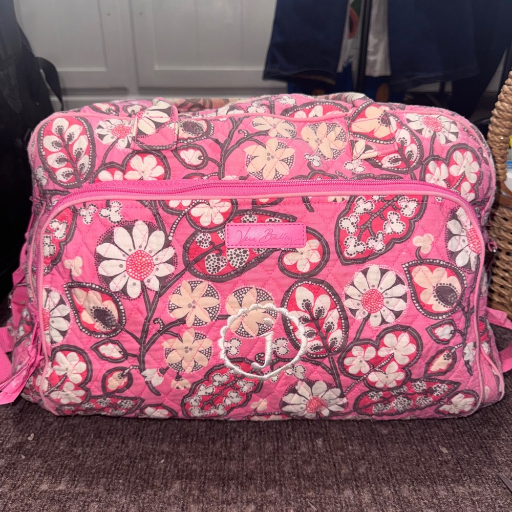 Vera Bradley Vintage Pink Floral Baby Diaper Bag Y2K Quilted Travel Weekender - Picture 2 of 10